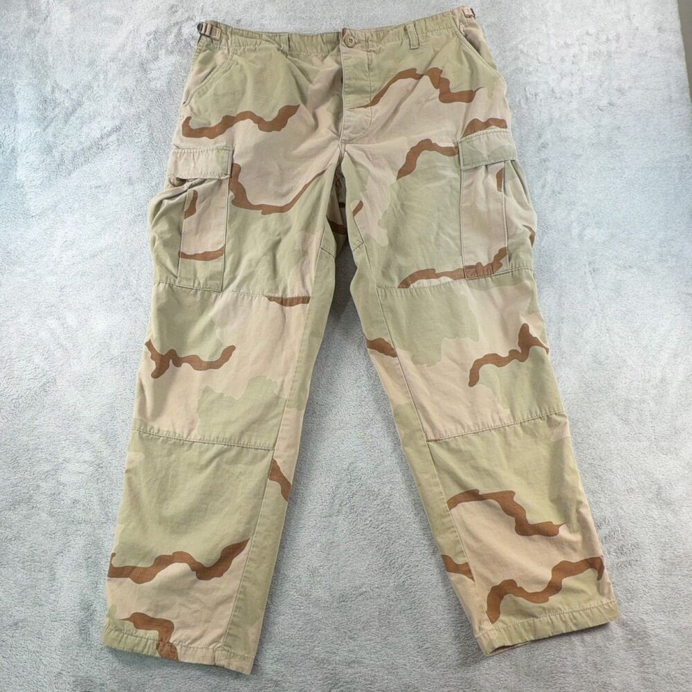 Mens Cargo Pants L 37x31 Regular Fit Canvas Adjustable Waist Workwear Army